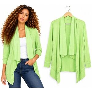 Calvin Klein Performance Fly Away Cascading Cardigan Size Small Vibrant Green